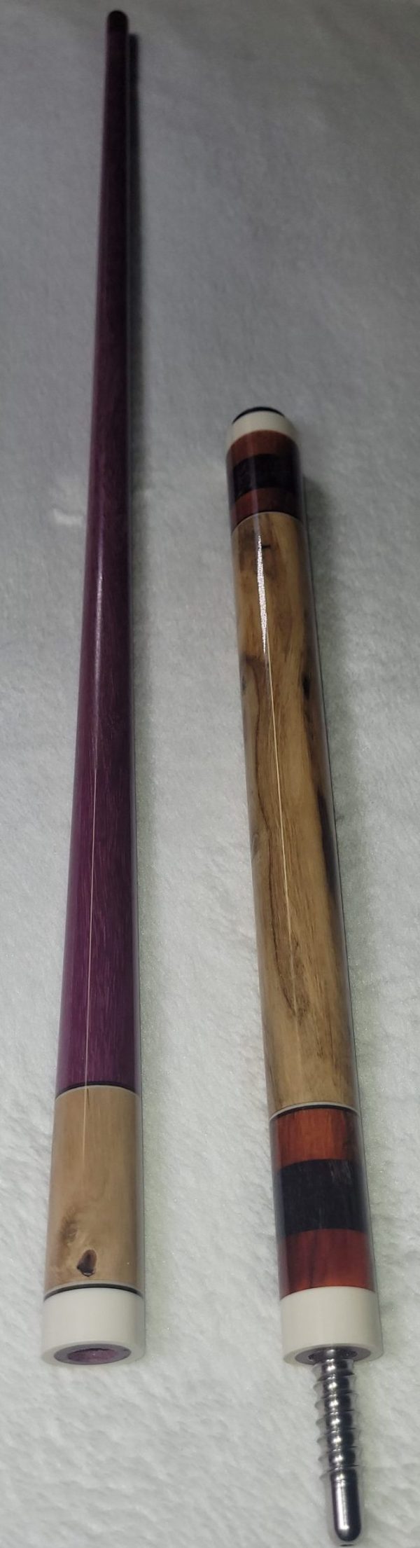 Plot Twist Jump Cue -- Purple heart shaft, core, Ironwood handle